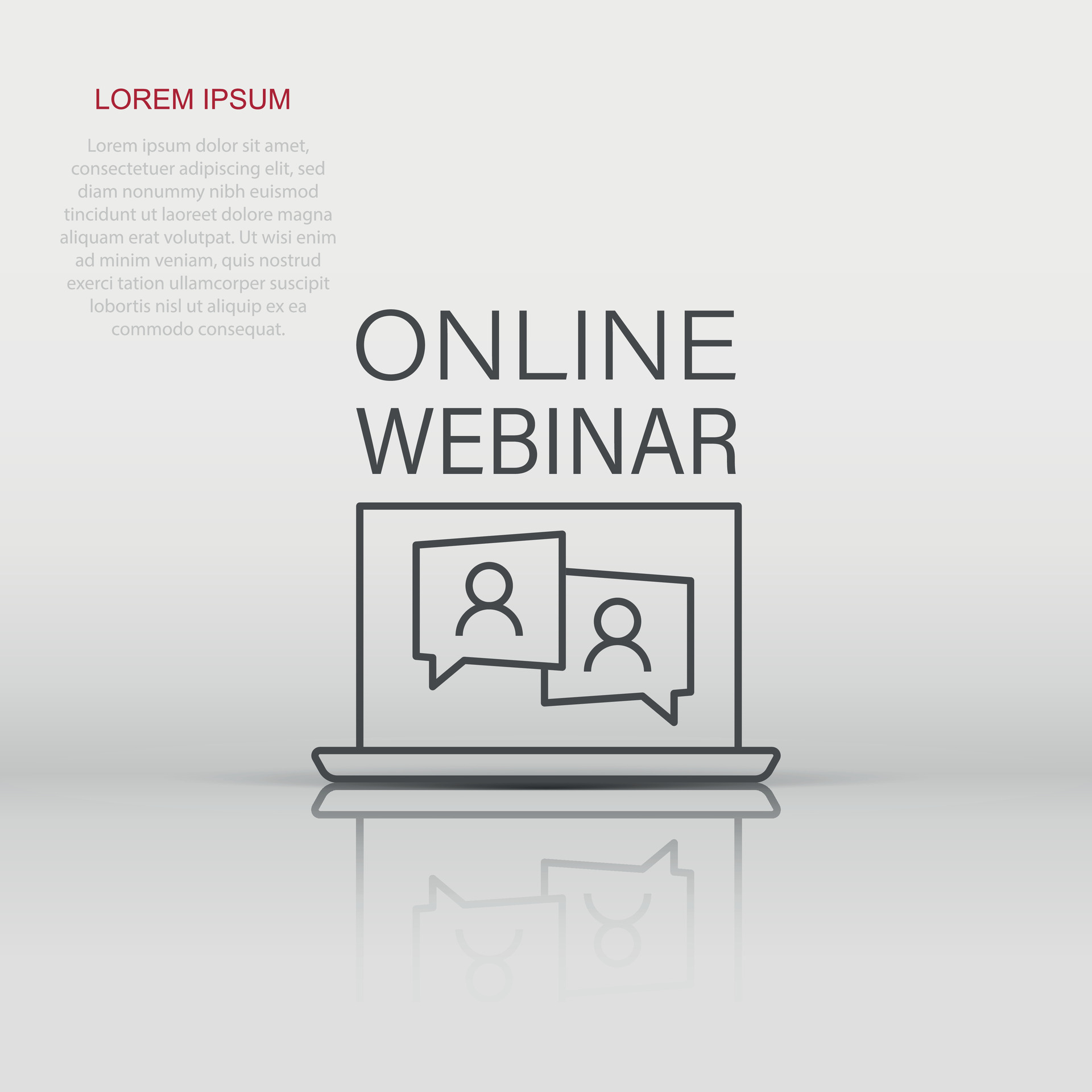 Live webinar icon in flat style. Online training vector illustration on