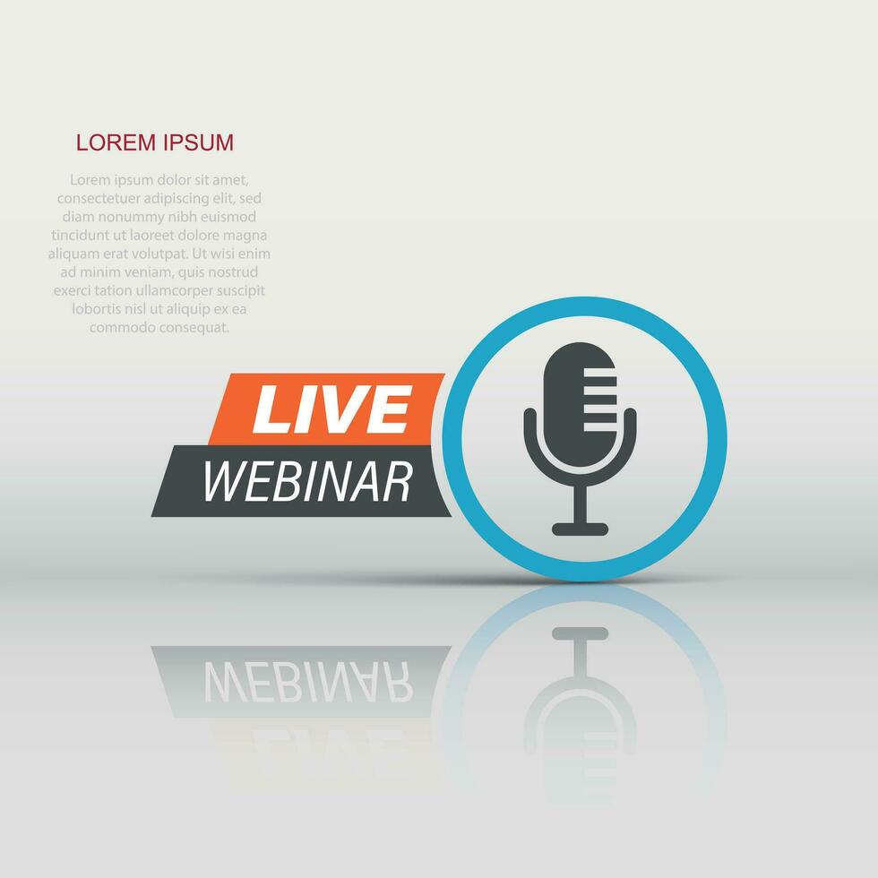 Live webinar icon in flat style. Online training vector illustration on isolated background. Conference stream sign business concept.