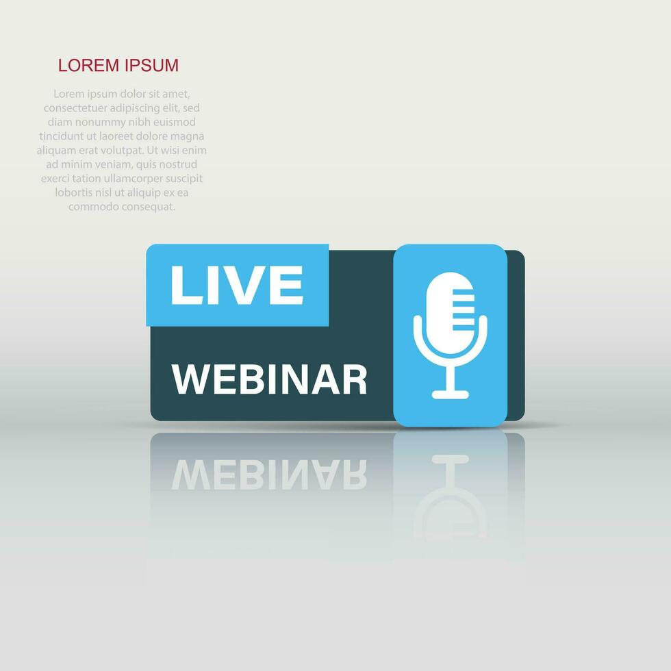 Live webinar icon in flat style. Online training vector illustration on isolated background. Conference stream sign business concept.