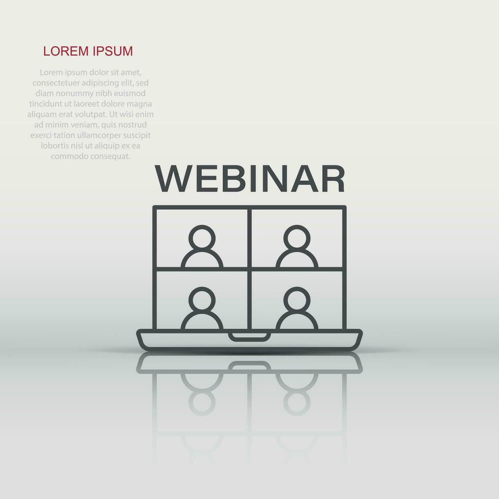 Live webinar icon in flat style. Online training vector illustration on isolated background. Conference stream sign business concept.