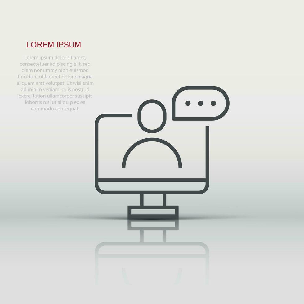 Live webinar icon in flat style. Online training vector illustration on isolated background. Conference stream sign business concept.