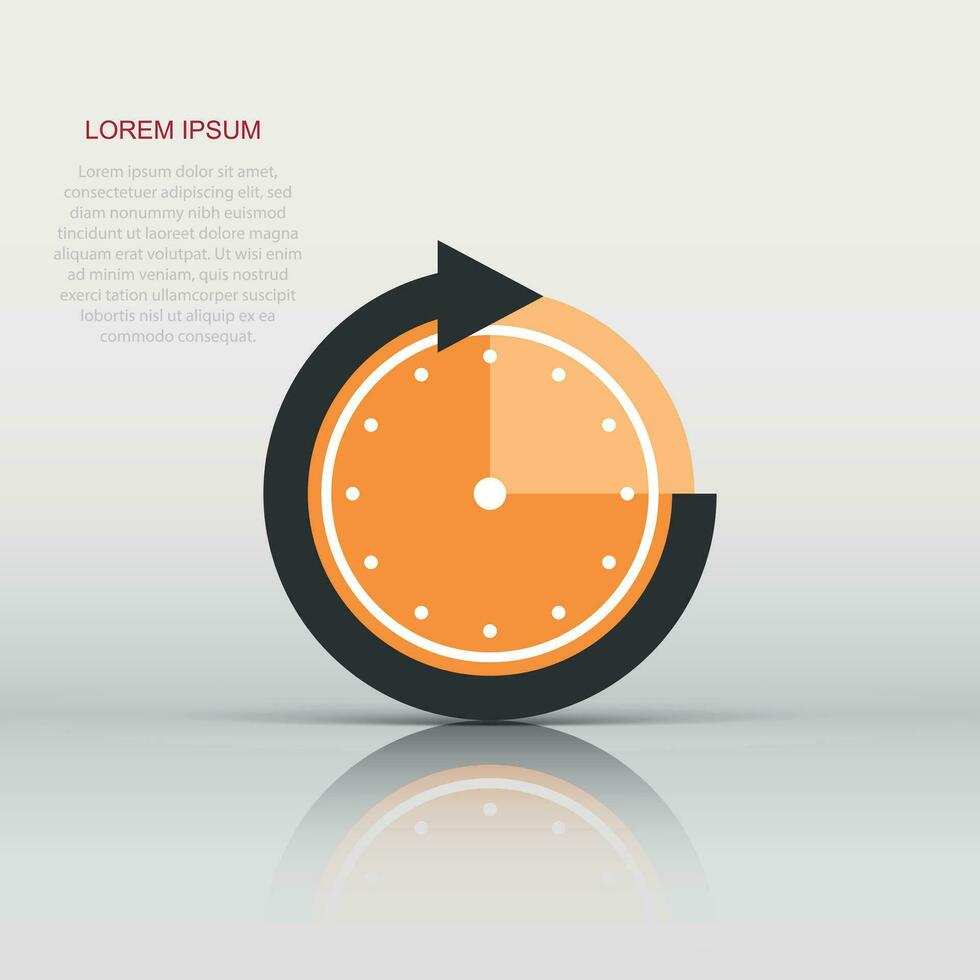 Clock icon in flat style. Time vector illustration on isolated background. Quick service time sign business concept.