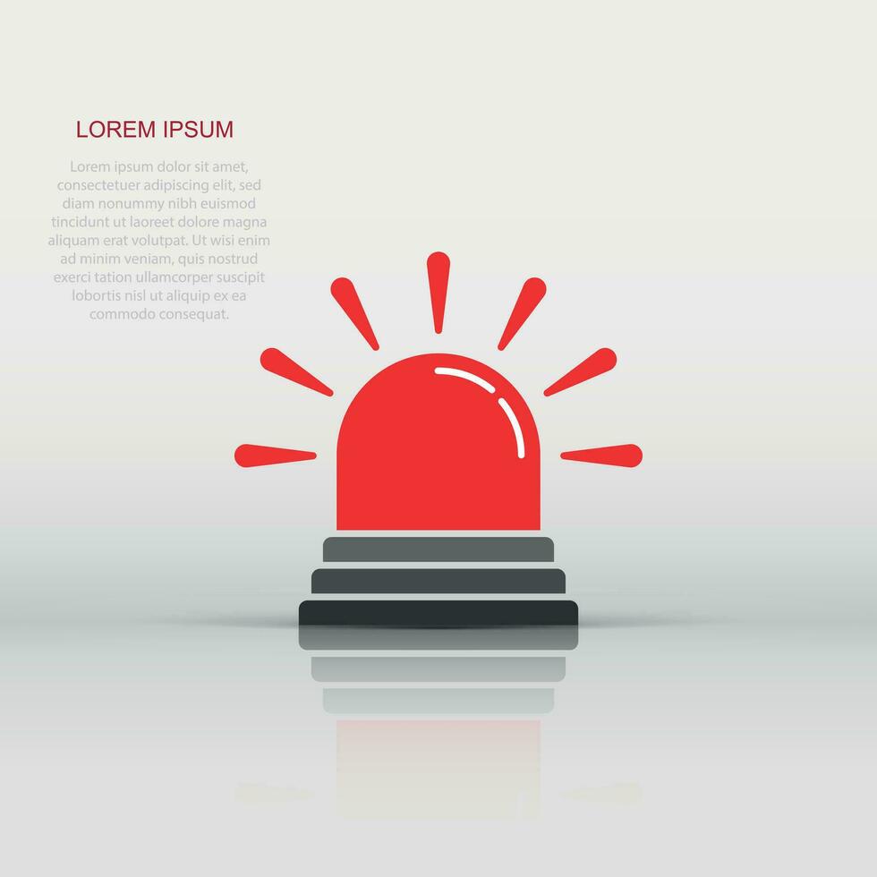 Emergency alarm icon in flat style. Alert lamp vector illustration on isolated background. Police urgency sign business concept.