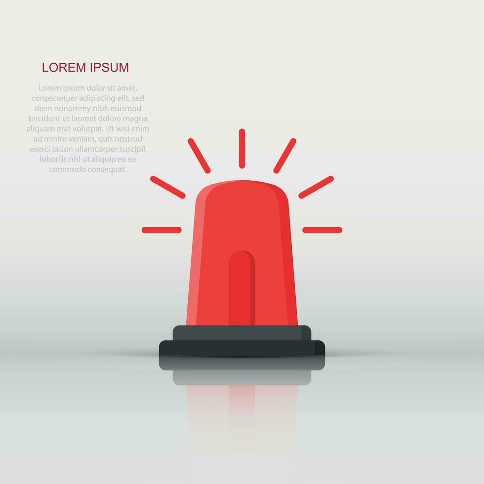 Emergency alarm icon in flat style. Alert lamp vector illustration on isolated background. Police urgency sign business concept.