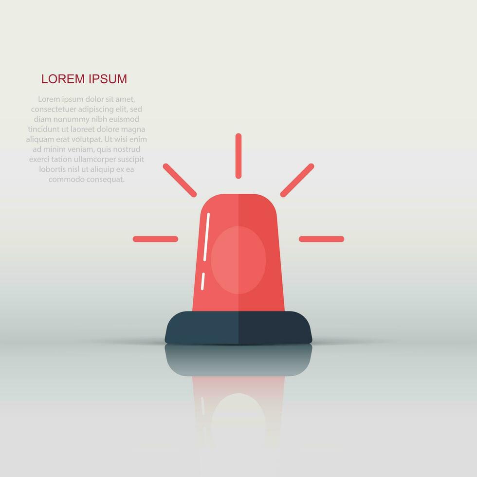 Emergency alarm icon in flat style. Alert lamp vector illustration on isolated background. Police urgency sign business concept.
