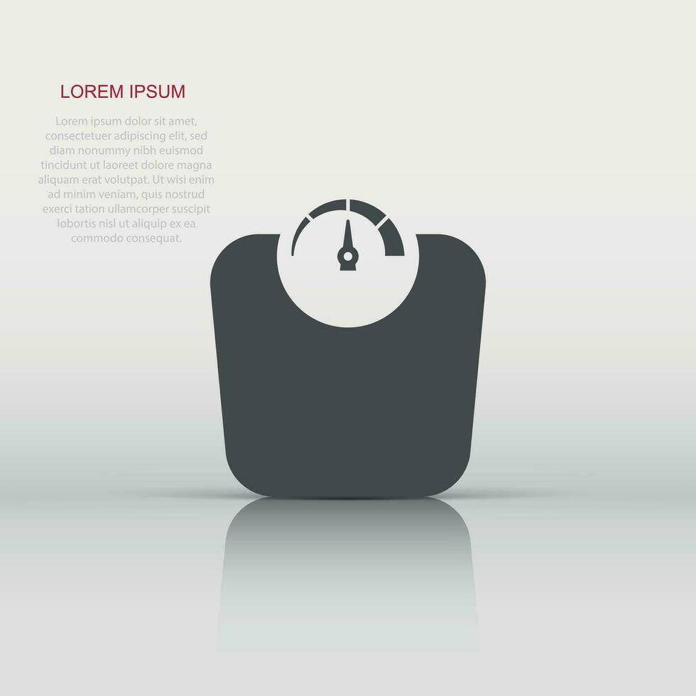 Bathroom weight scale icon in flat style. Mass measurement vector illustration on isolated background. Overweight sign business concept.