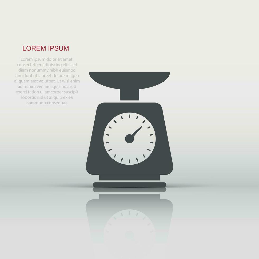 Bathroom weight scale icon in flat style. Mass measurement vector illustration on isolated background. Overweight sign business concept.