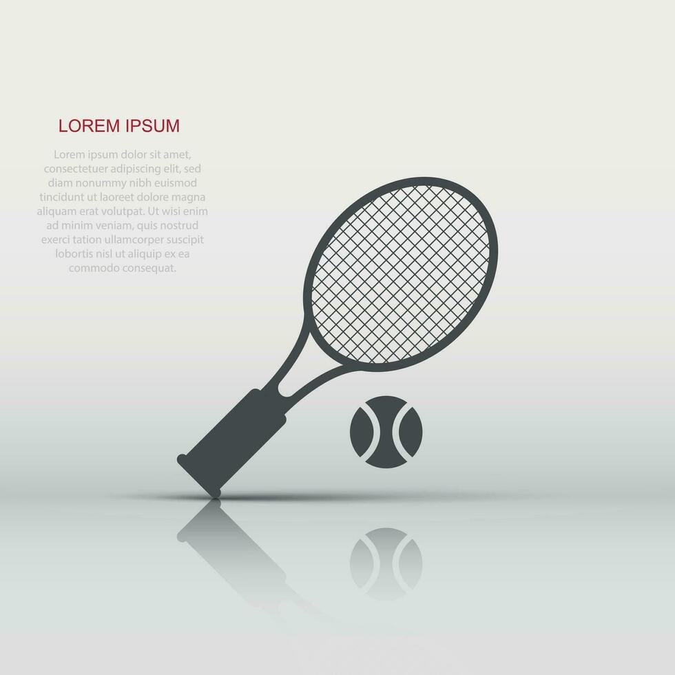 Tennis racket icon in flat style. Gaming racquet vector illustration on isolated background. Sport activity sign business concept.