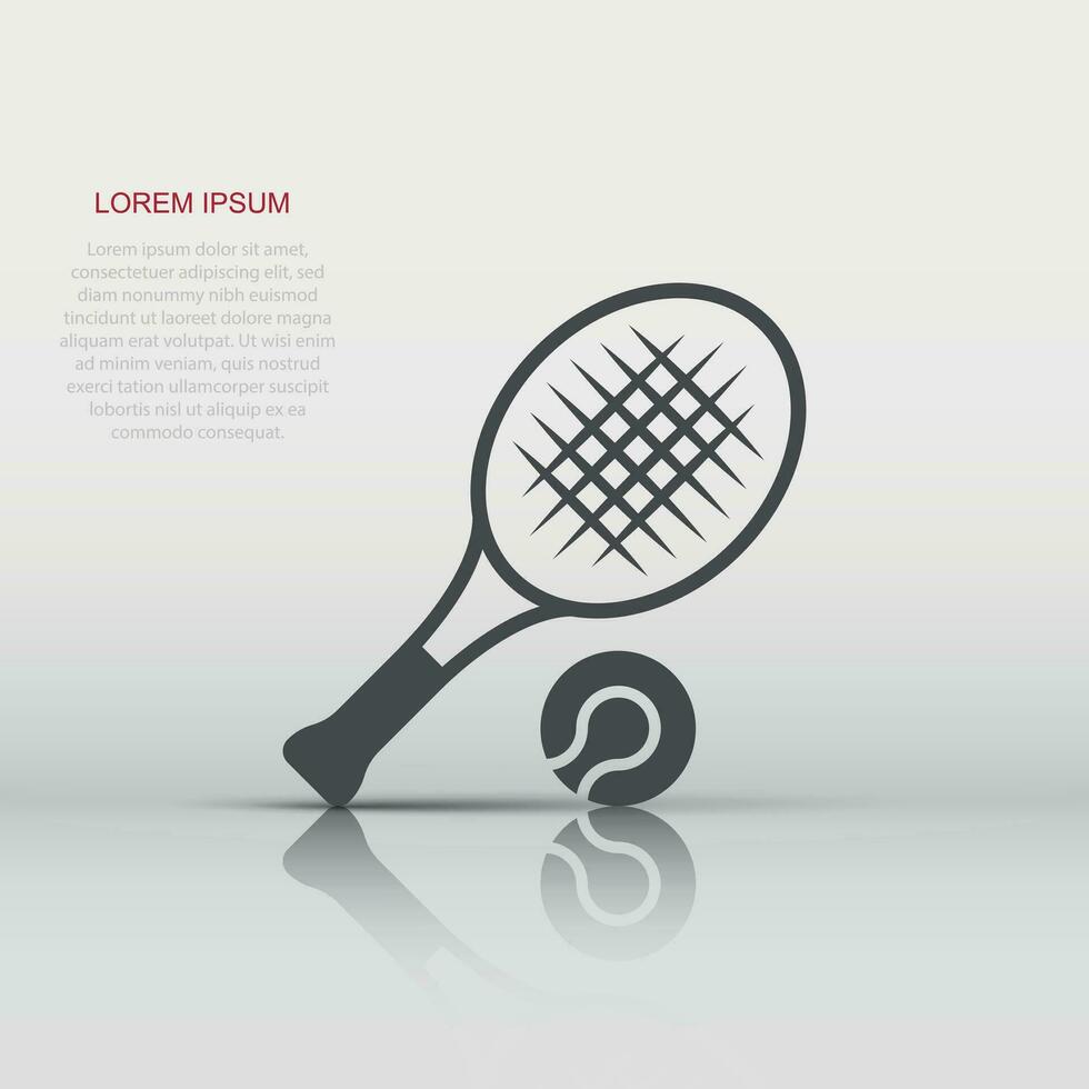 Tennis racket icon in flat style. Gaming racquet vector illustration on isolated background. Sport activity sign business concept.