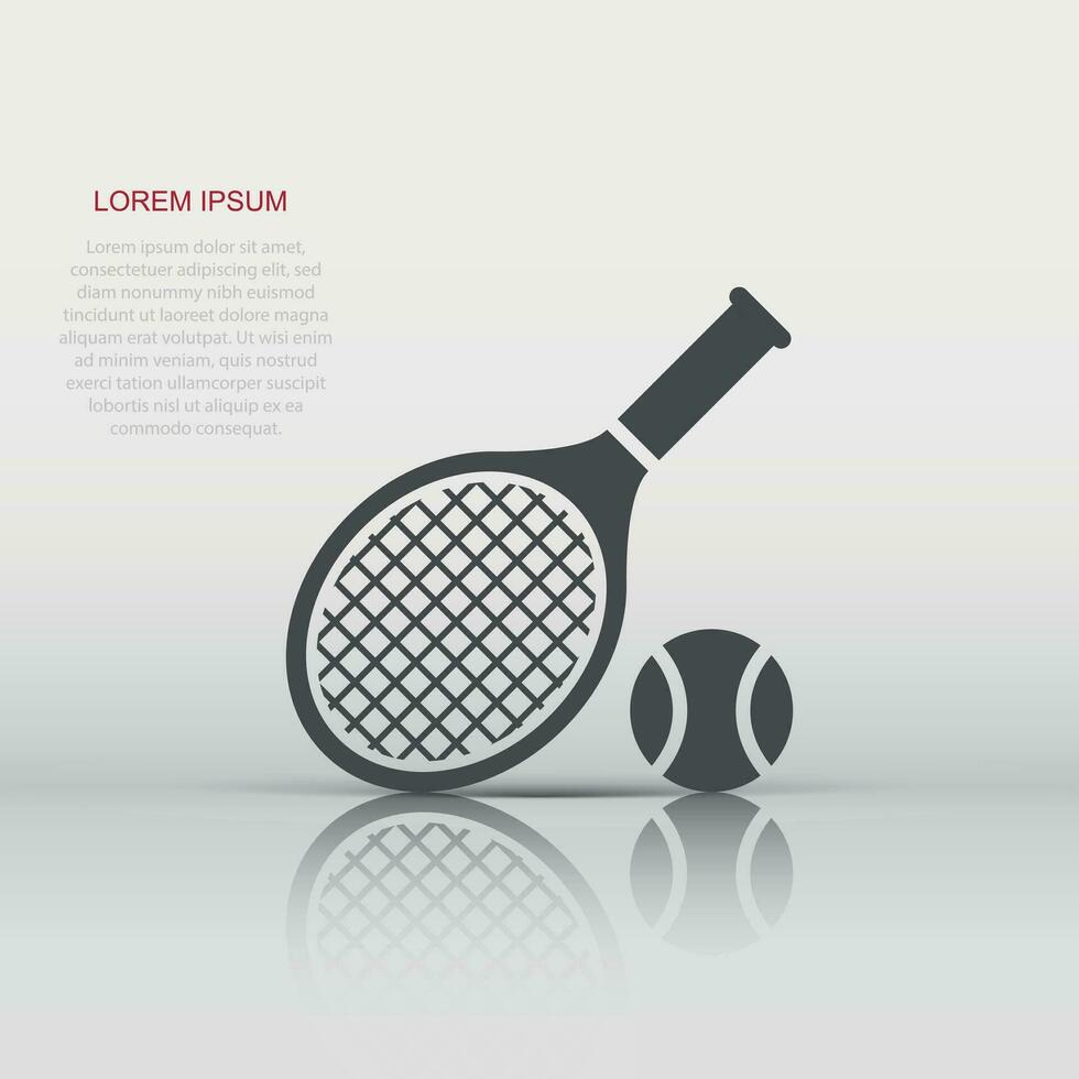 Tennis racket icon in flat style. Gaming racquet vector illustration on isolated background. Sport activity sign business concept.