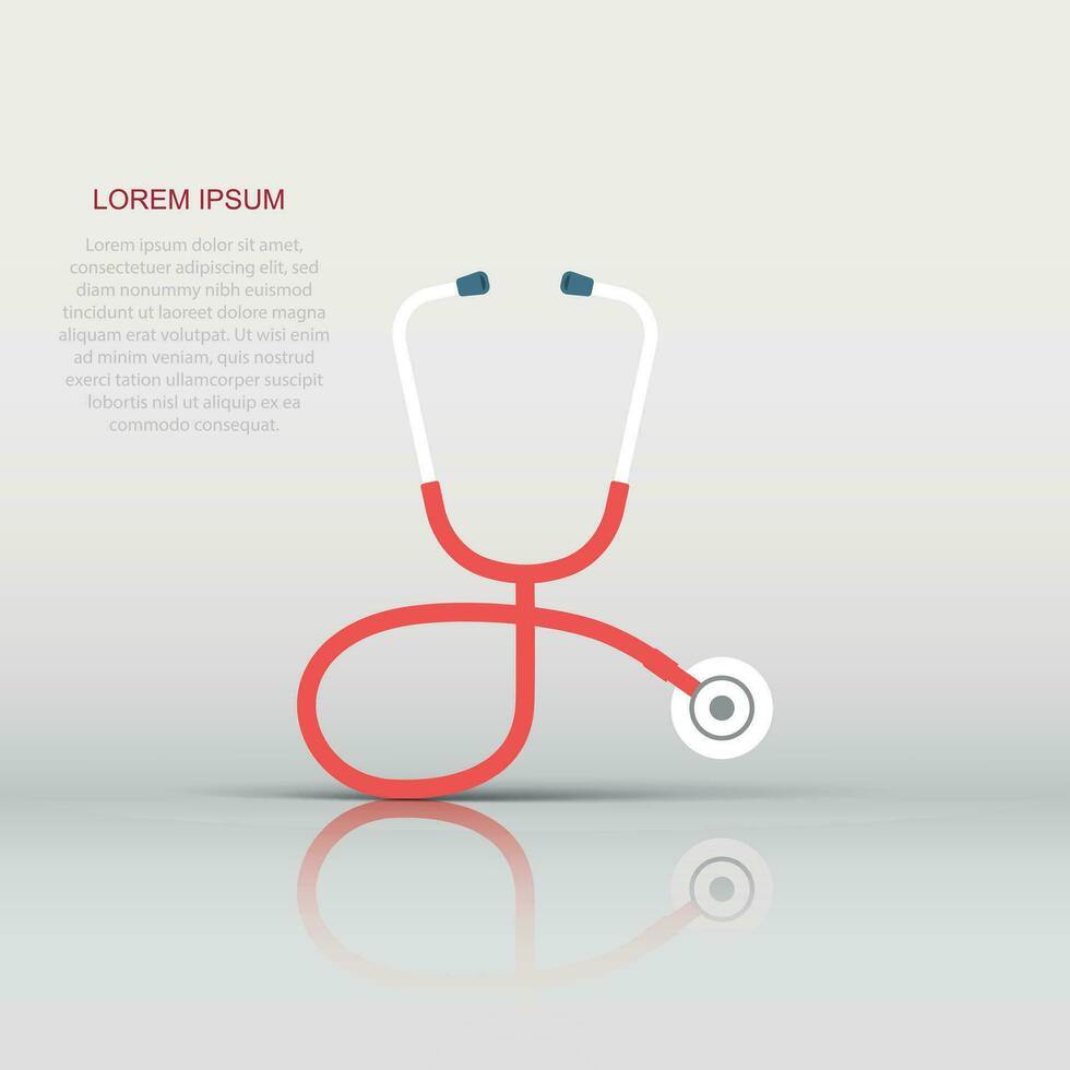 Stethoscope icon in flat style. Heart diagnostic vector illustration on isolated background. Medicine sign business concept.