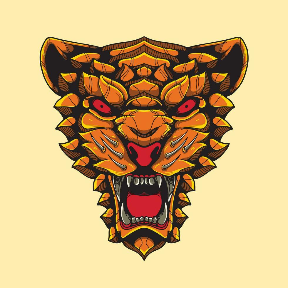 tiger head artwork illustration vector