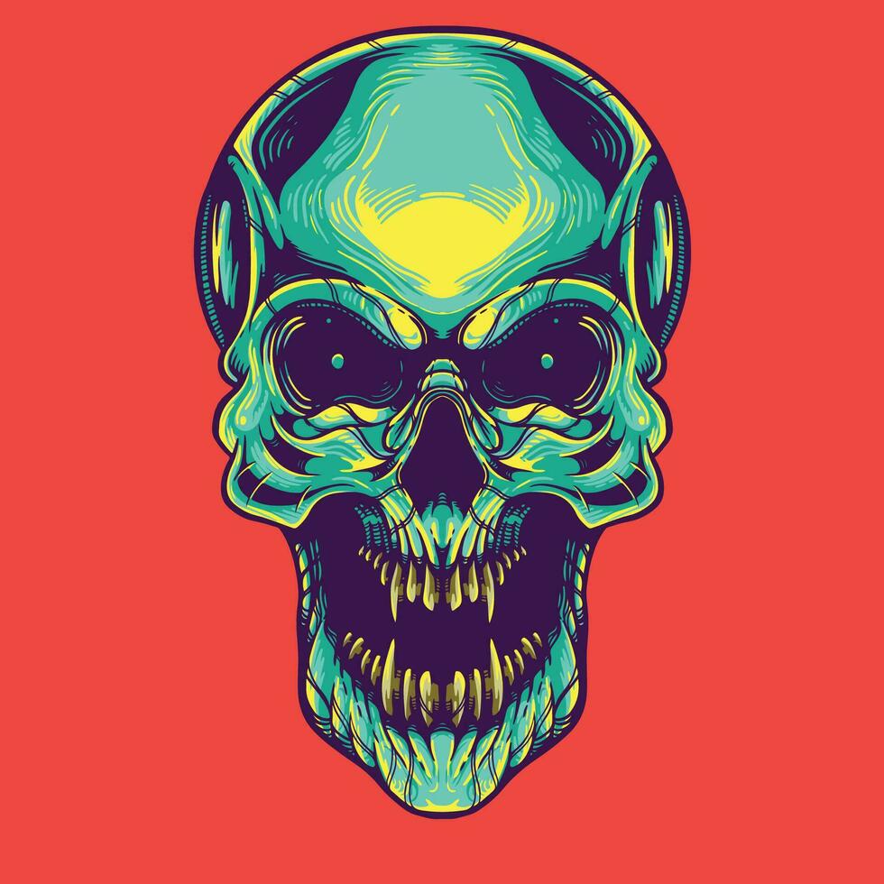 green skull artwork illustration vector