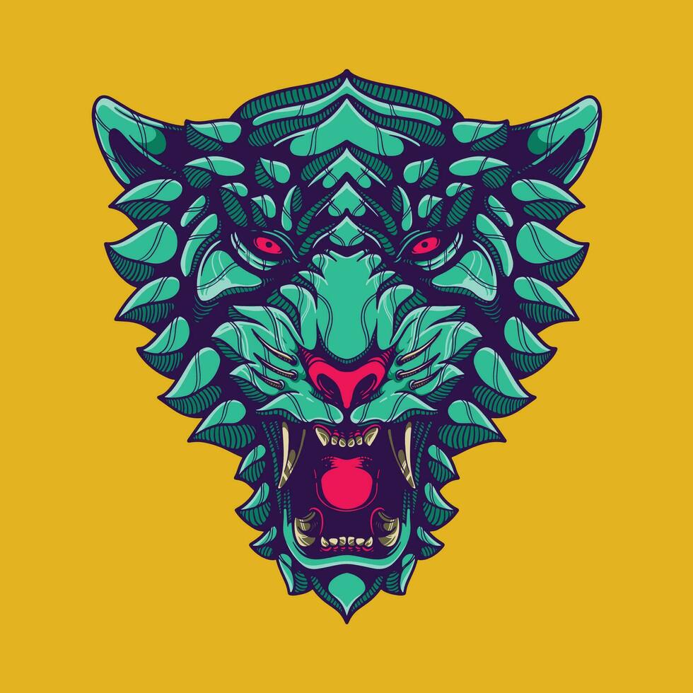 tiger head artwork illustration vector