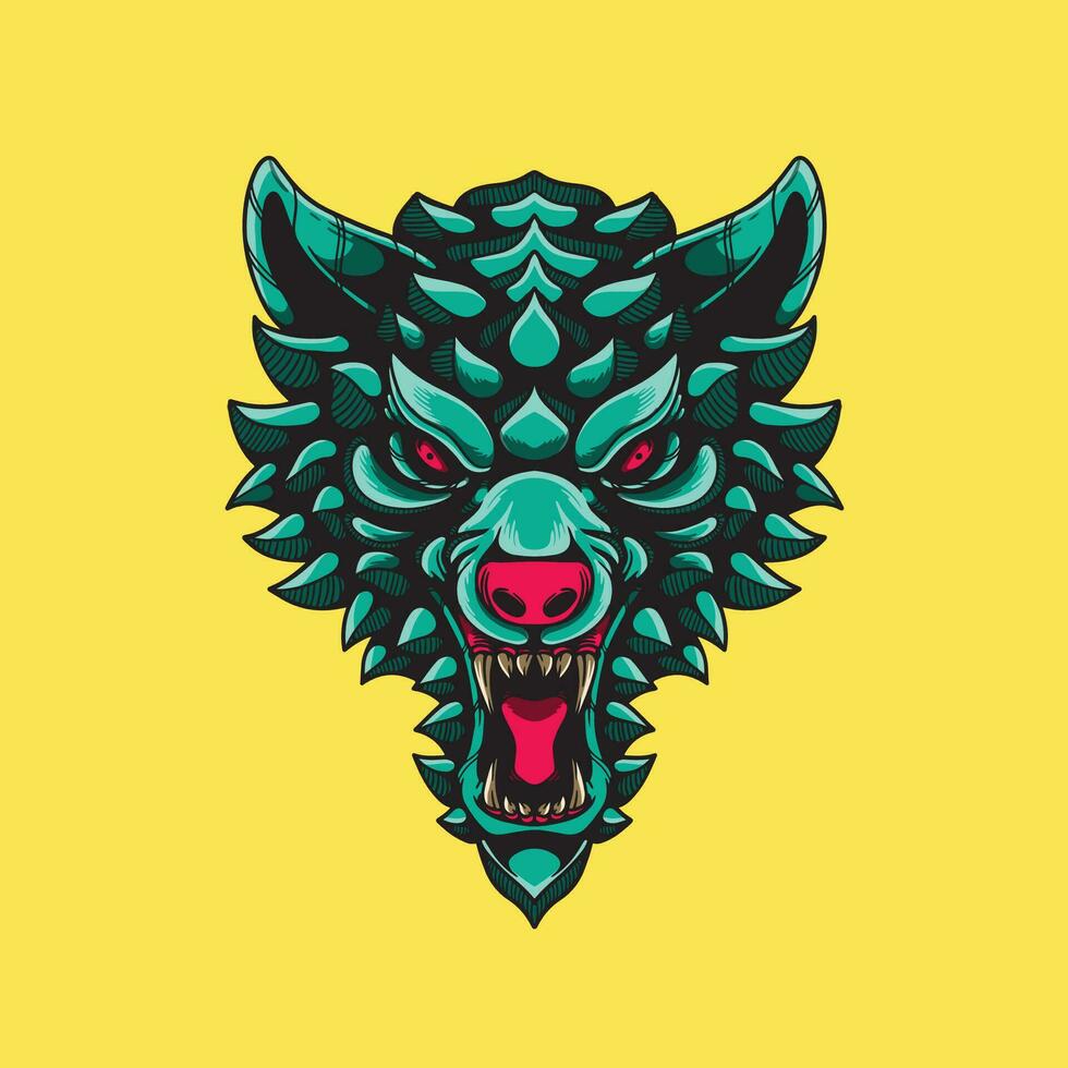 lobo cabeza obra de arte ilustración vector