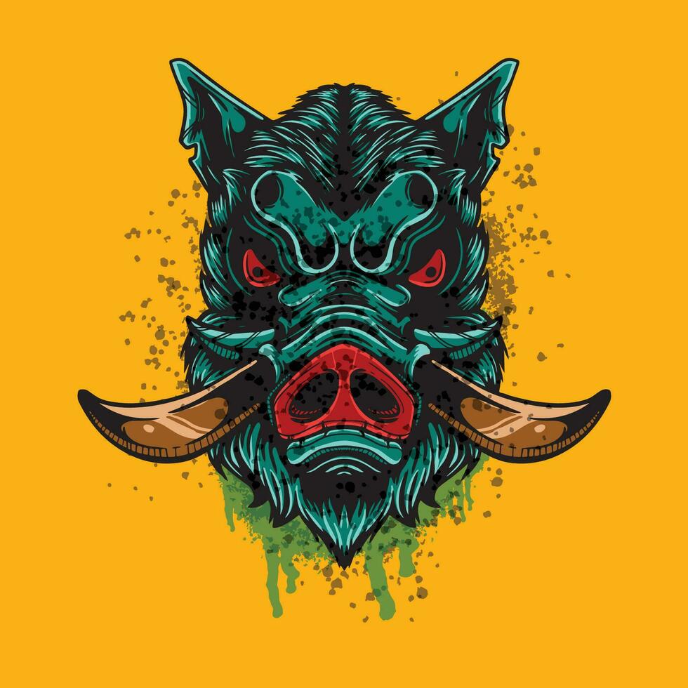 boar head artwork illustration vector