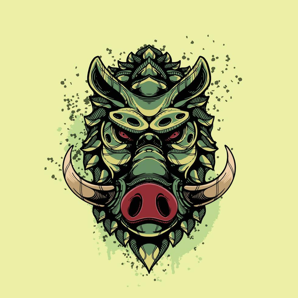 boar head artwork illustration vector