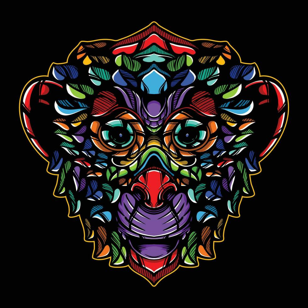 monkey head artwork illustration vector
