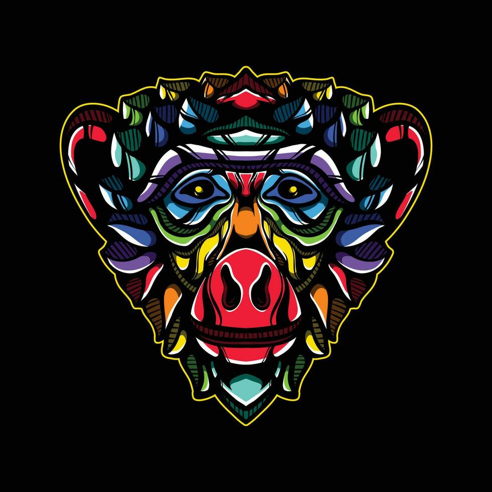 monkey head artwork illustration vector