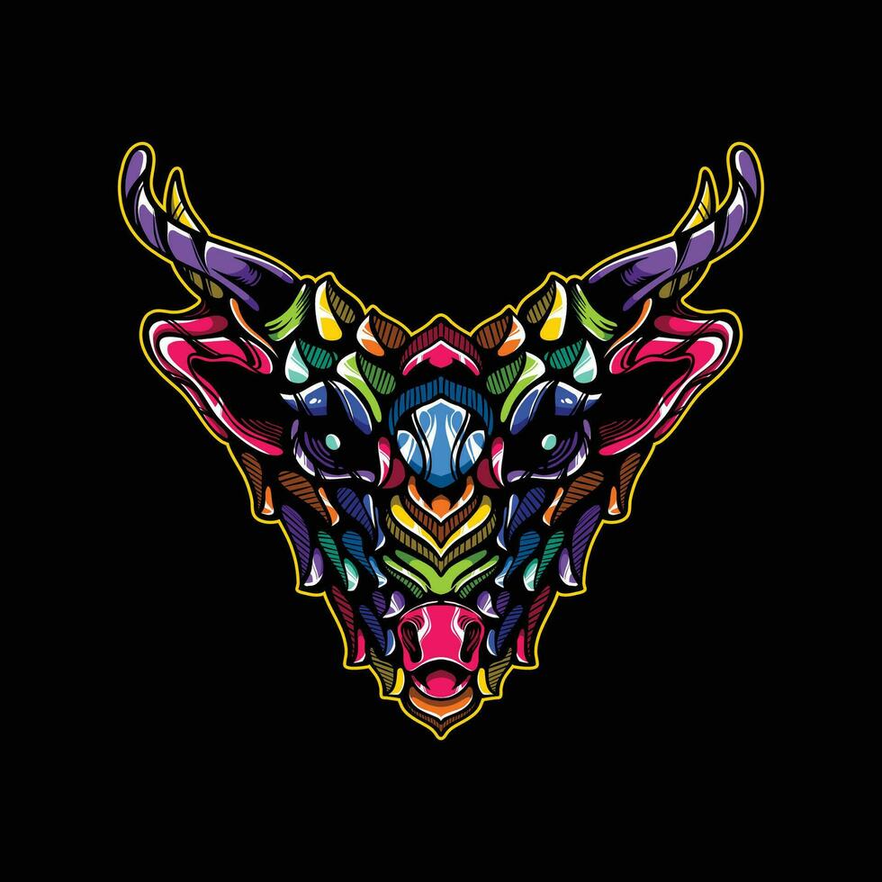 deer head full color artwork vector