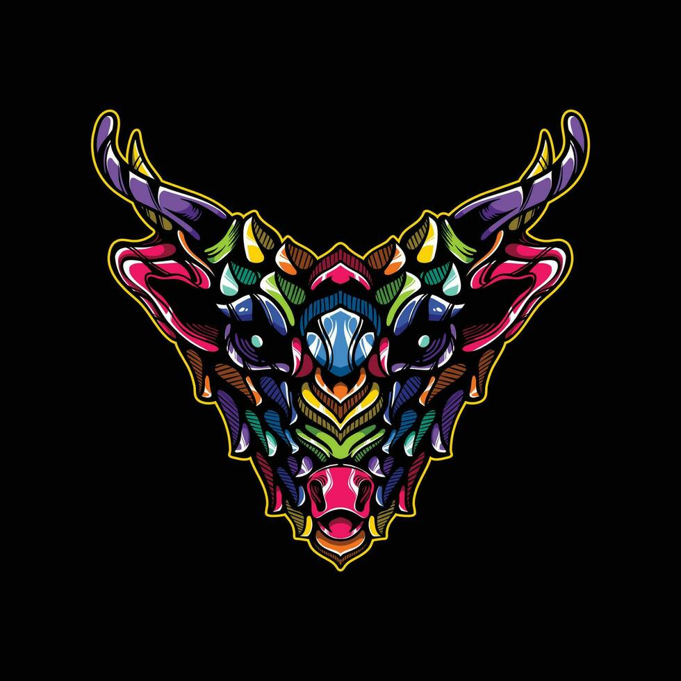 deer head full color artwork vector