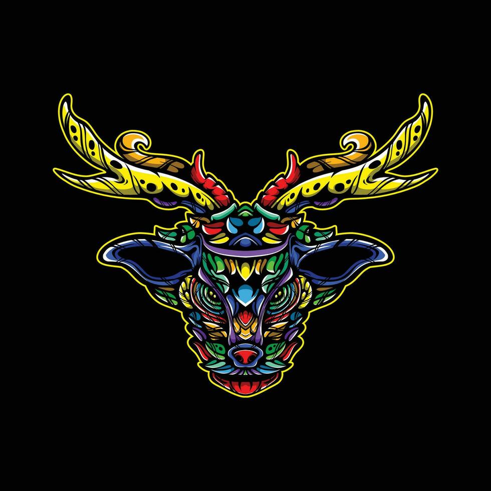 deer head full color artwork vector