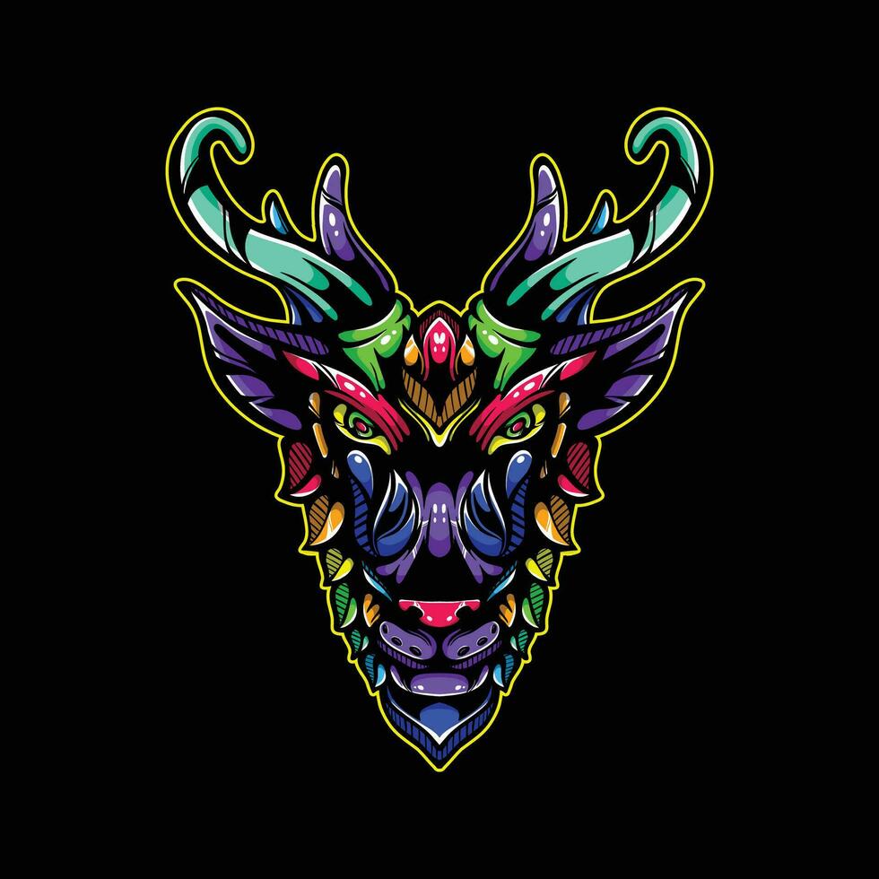 deer head full color artwork vector