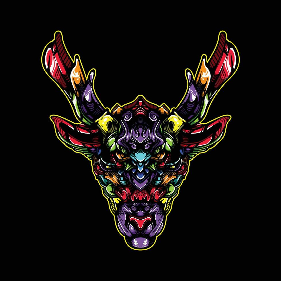 deer head full color artwork vector