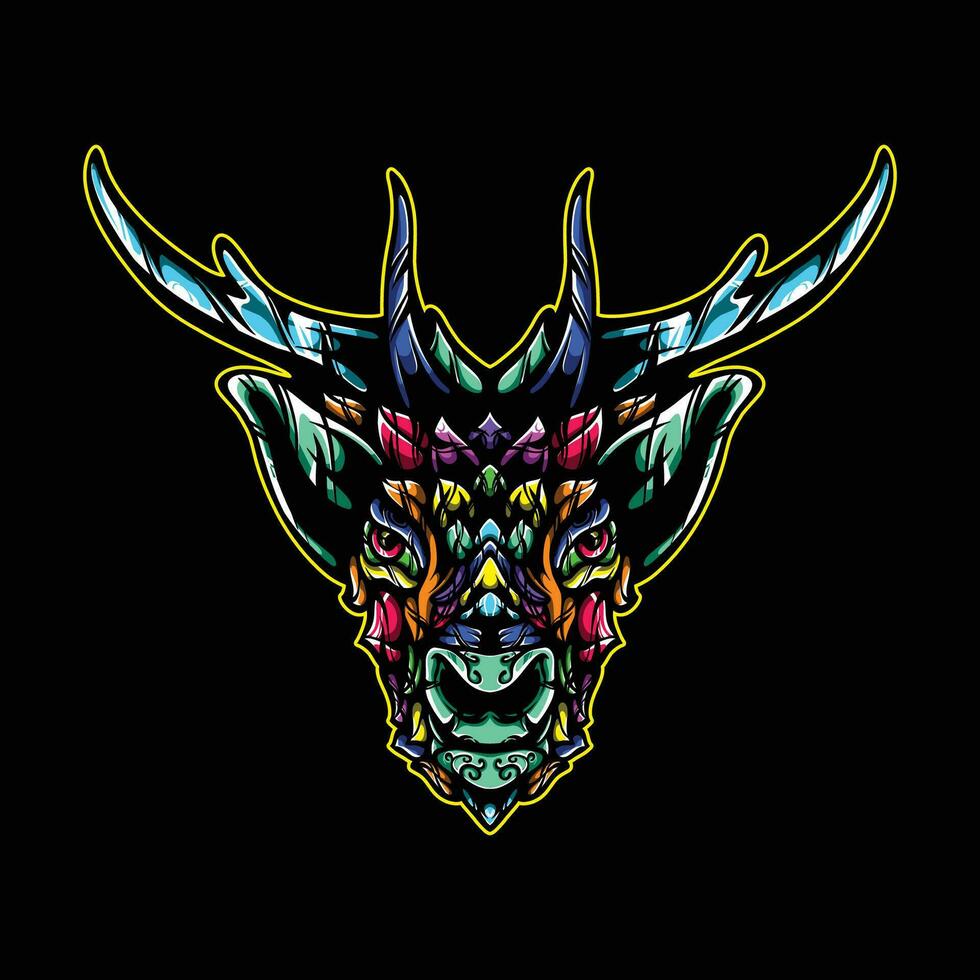deer head full color artwork vector