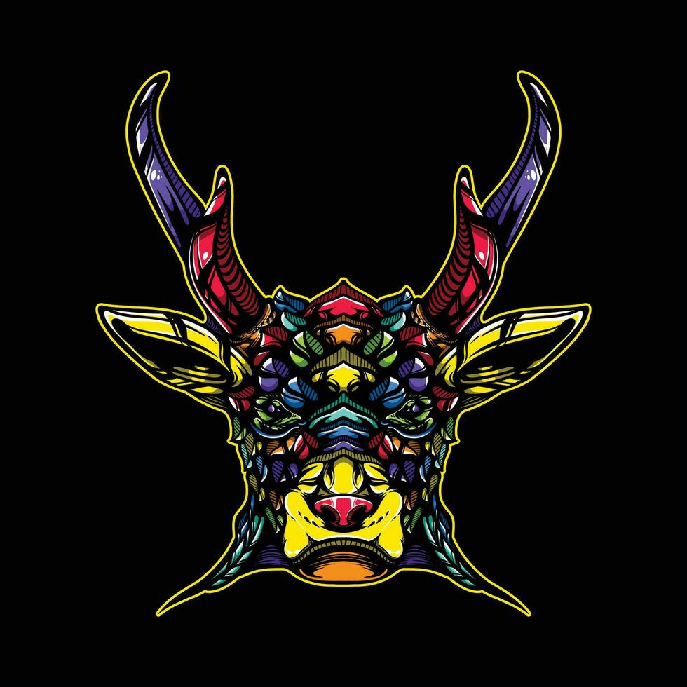 deer head full color artwork vector