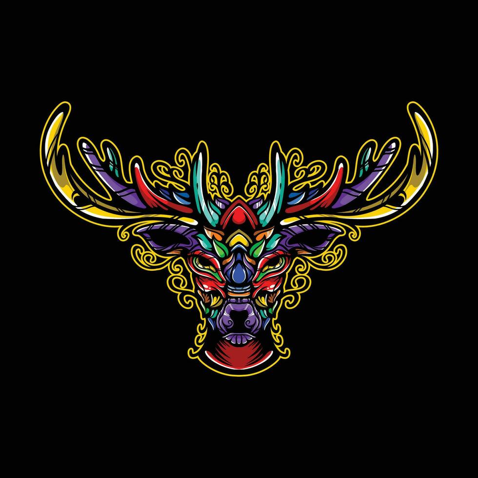 deer head full color artwork 27496071 Vector Art at Vecteezy