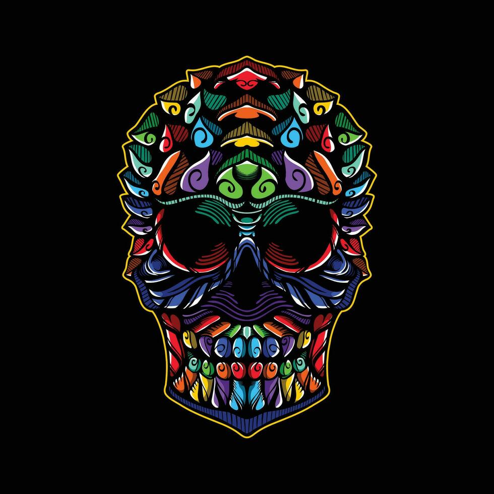 full color skull artwork illustration vector