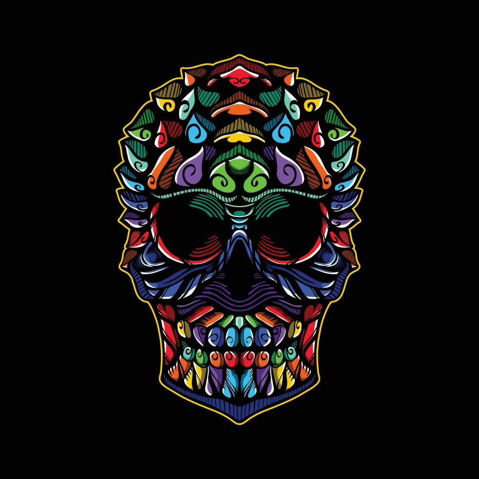 full color skull artwork illustration vector