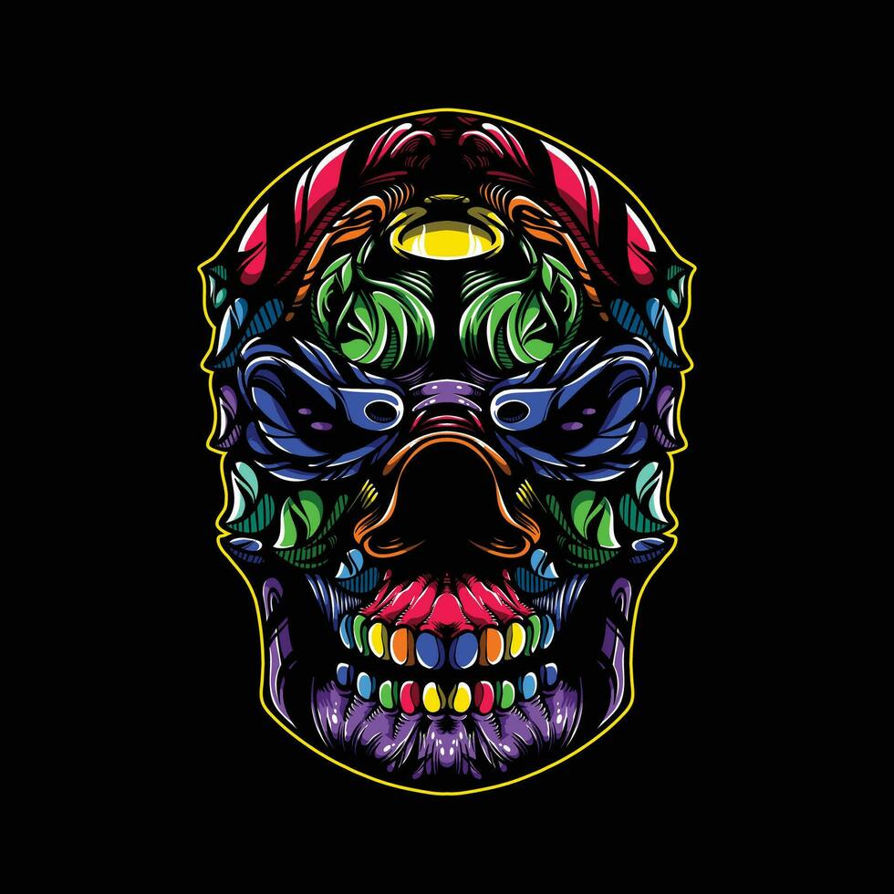 full color skull artwork illustration vector