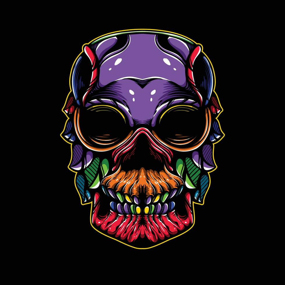 full color skull artwork illustration vector