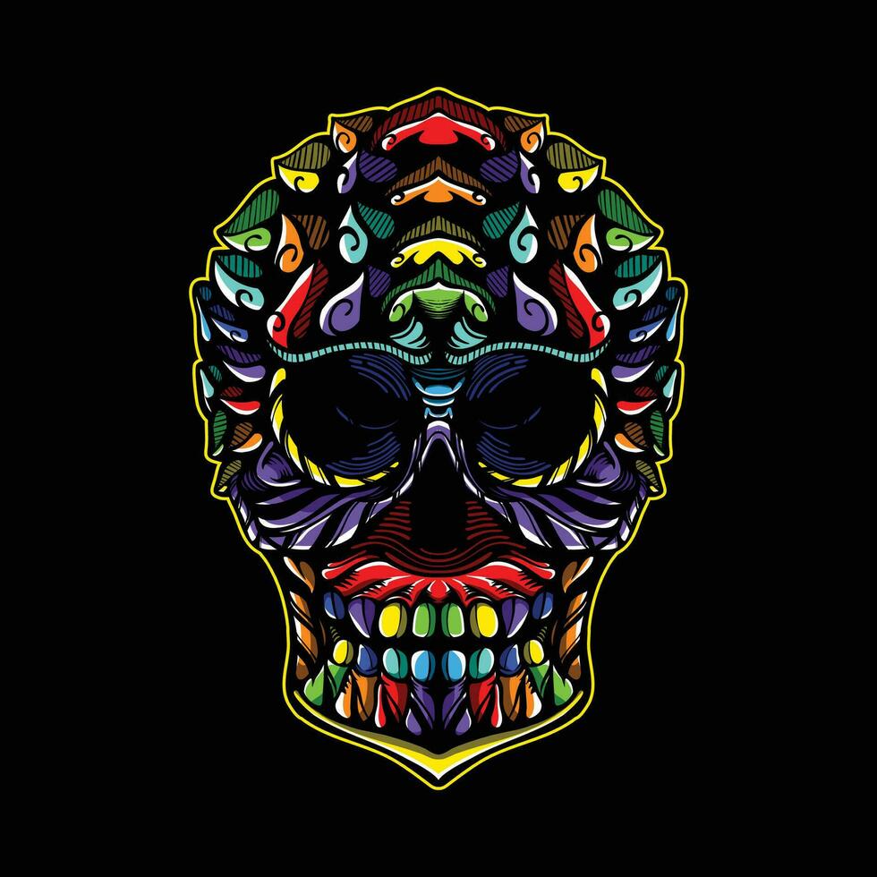 full color skull artwork illustration vector