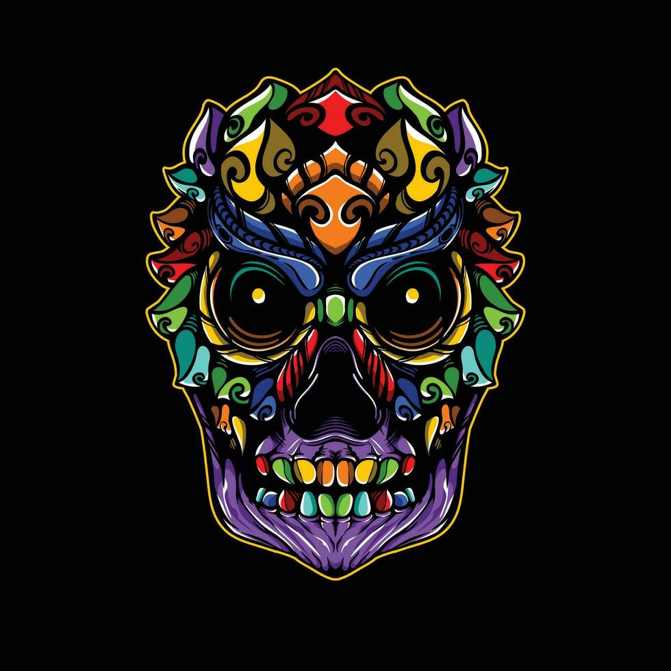 full color skull artwork illustration vector
