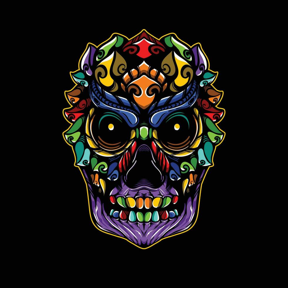 full color skull artwork illustration vector