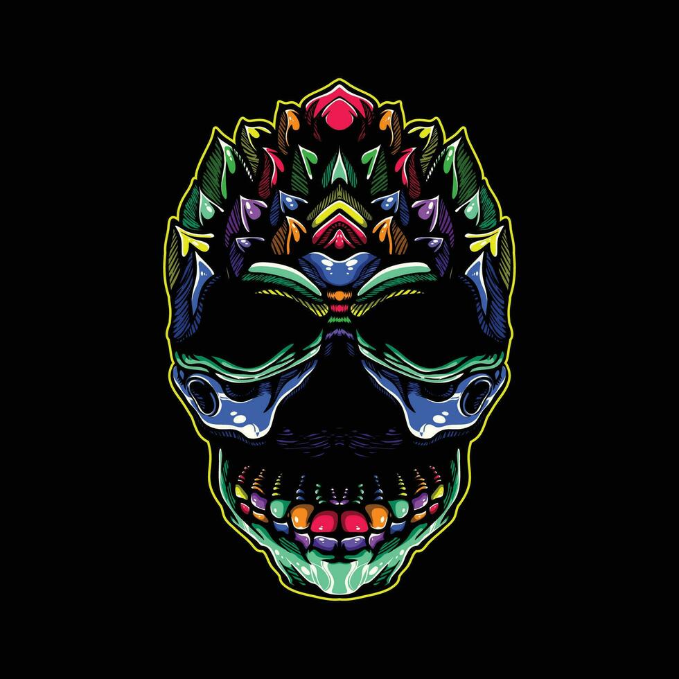 full color skull artwork illustration vector
