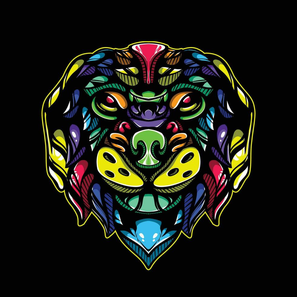full color dog artwork illustration vector
