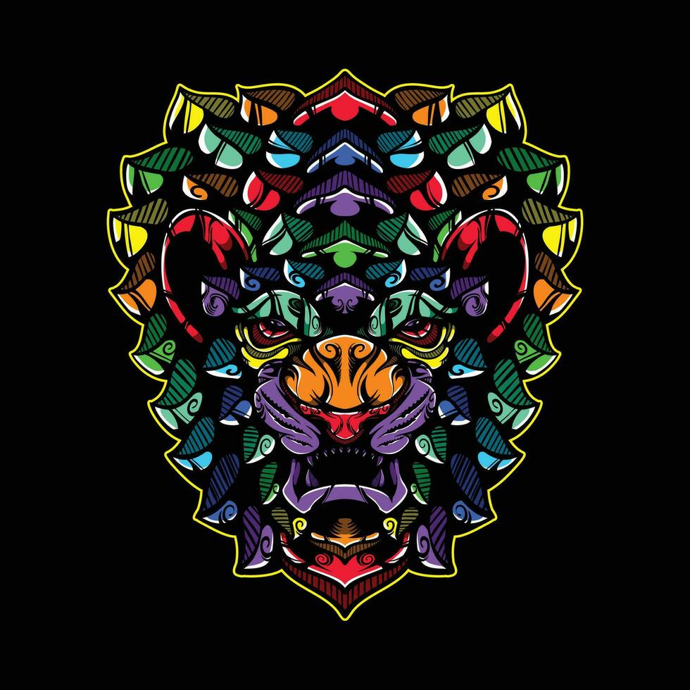 lion head pattern artwork illustration vector