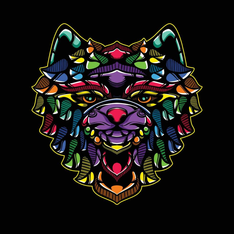full color dog artwork illustration vector