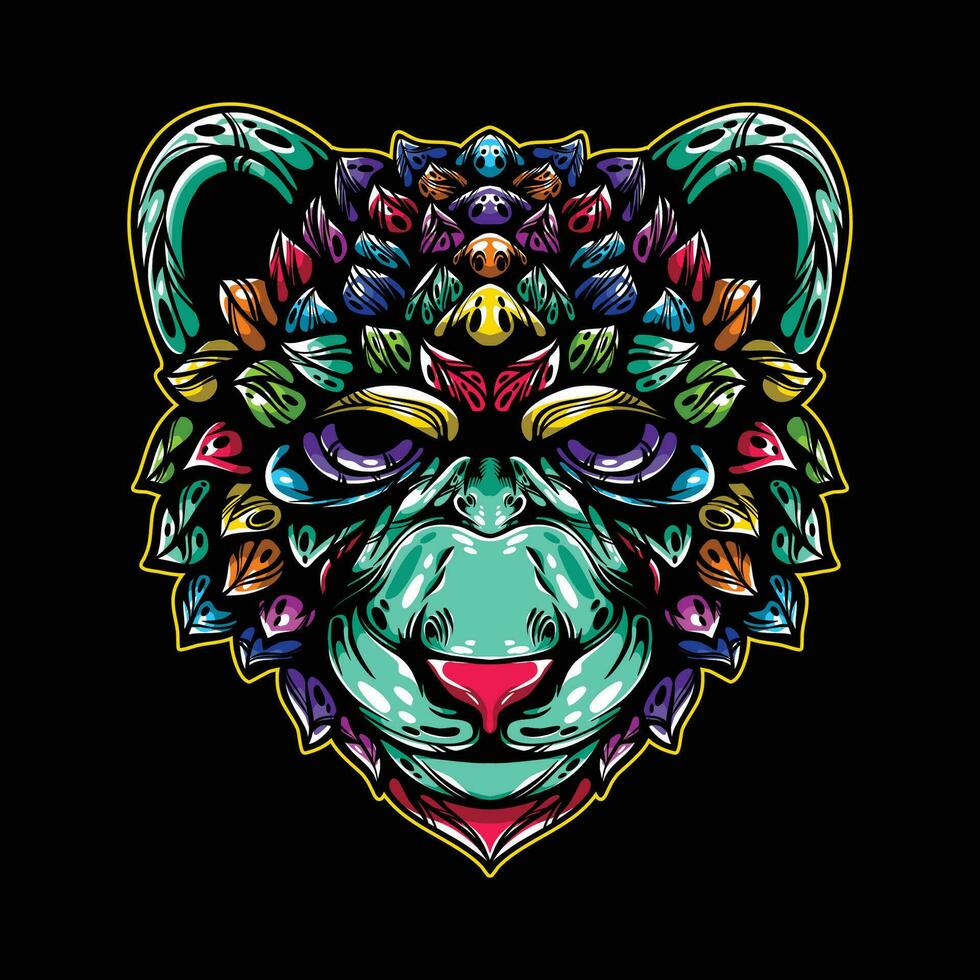 bear face full color artwork illustration vector