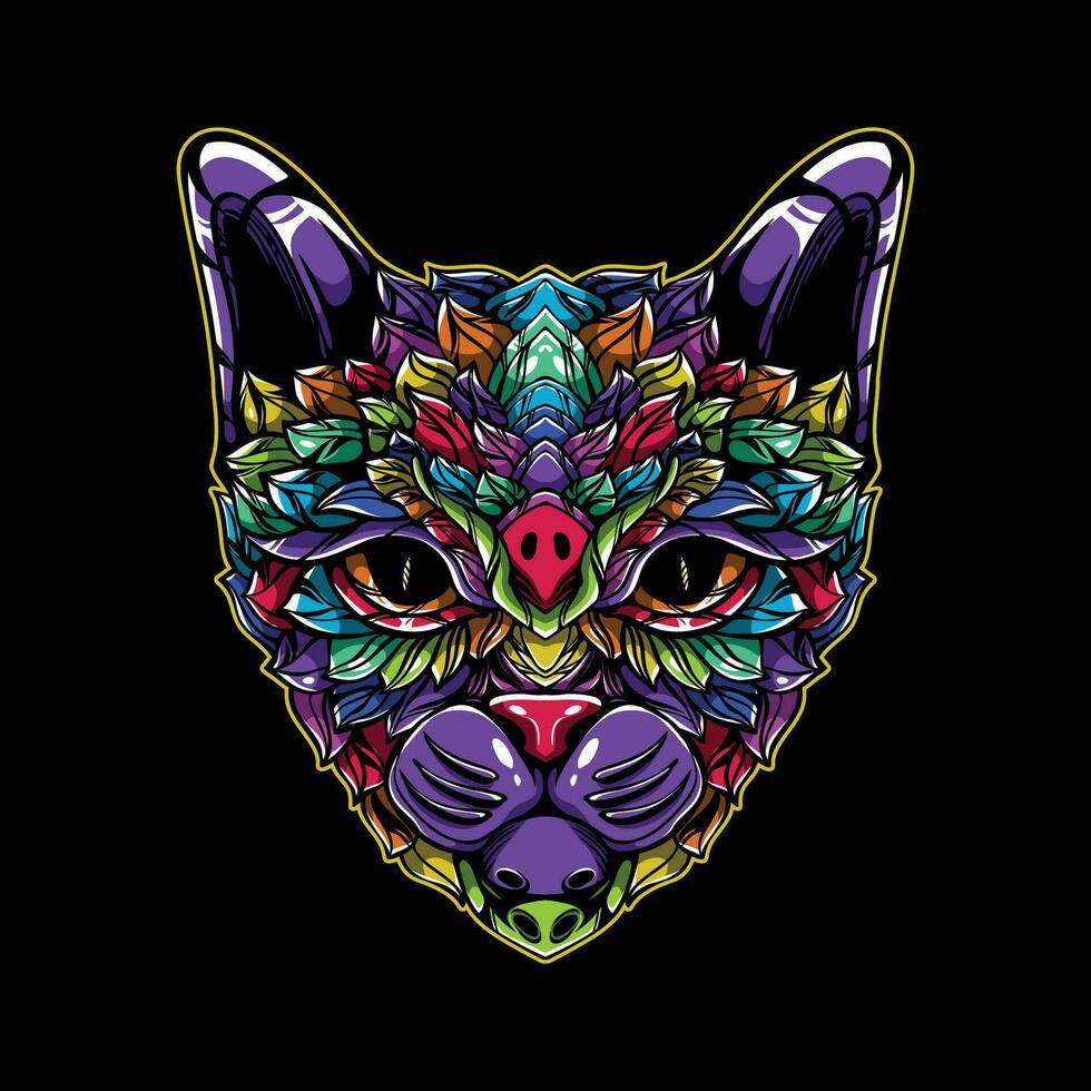 lleno color gato obra de arte ilustración vector