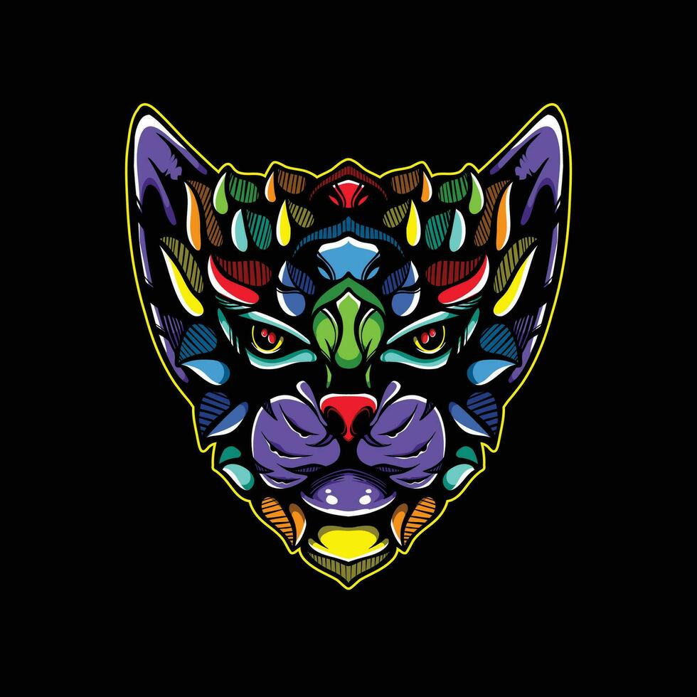 lleno color gato obra de arte ilustración vector