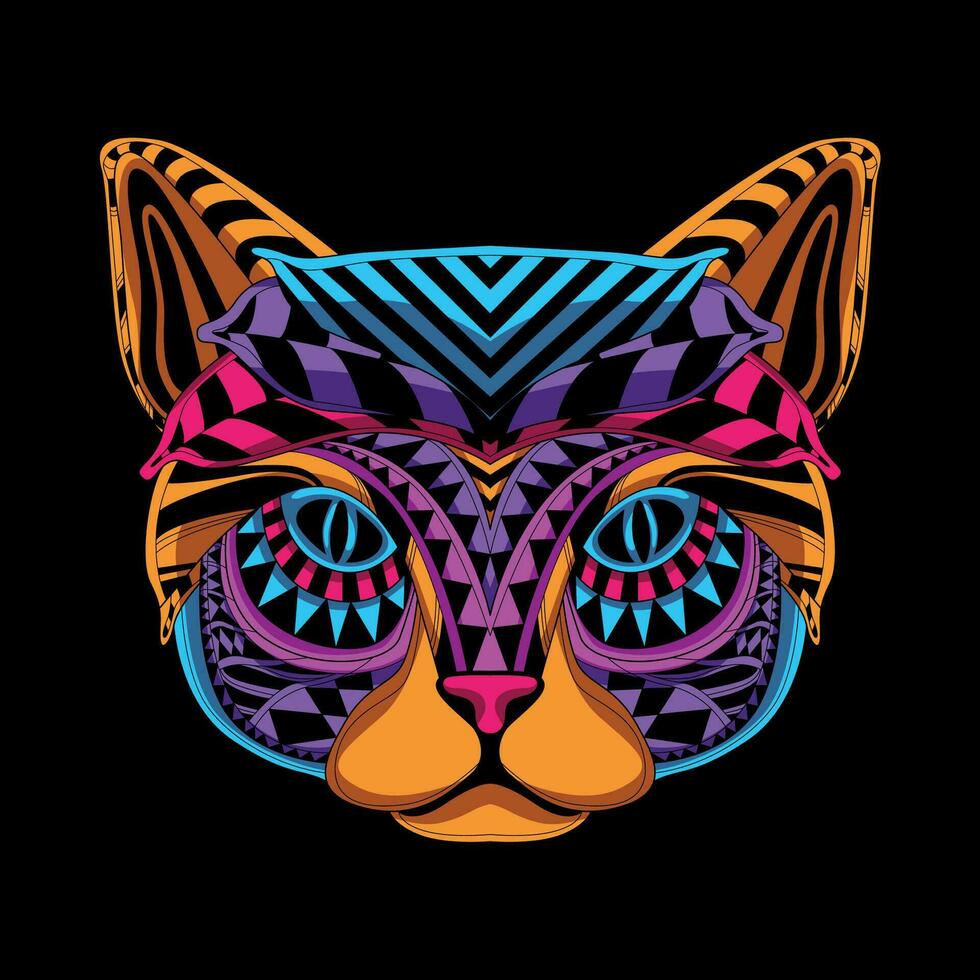 cat face pattern artwork illustration vector