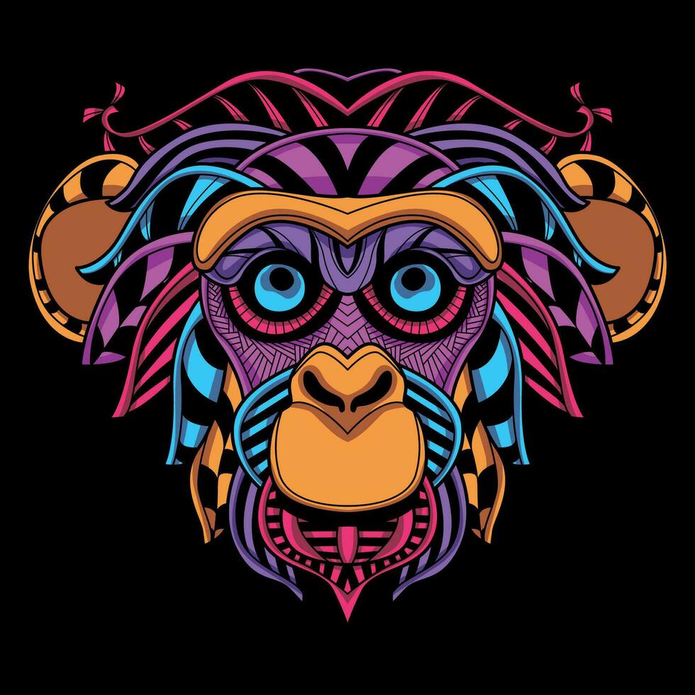 monkey face pattern artwork illustration vector