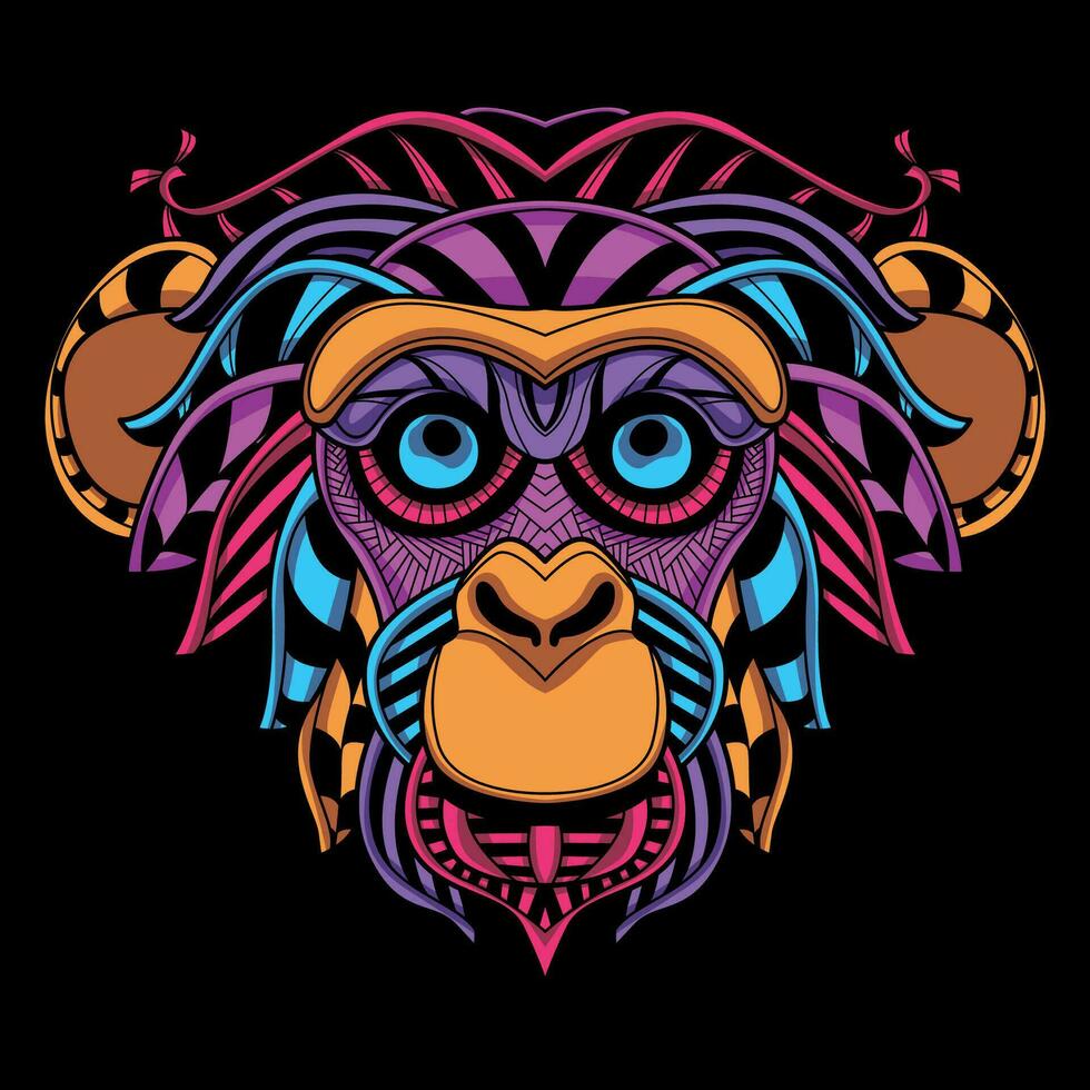 monkey face pattern artwork illustration vector