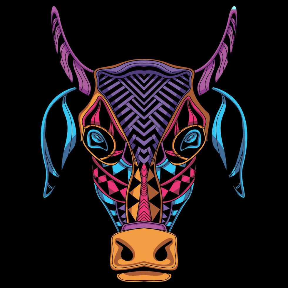 cow face pattern artwork illustration vector