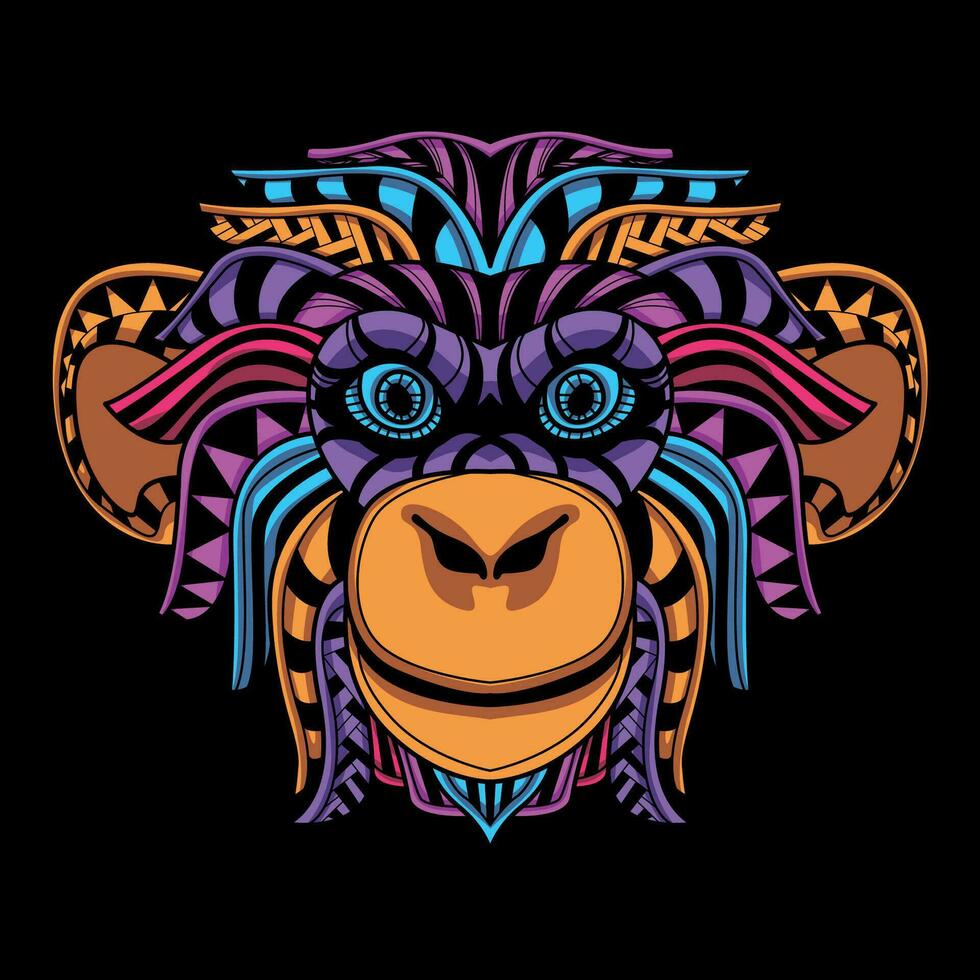 monkey face pattern artwork illustration vector